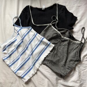 Forever 21 Black, White, and Blue Crop Tops
